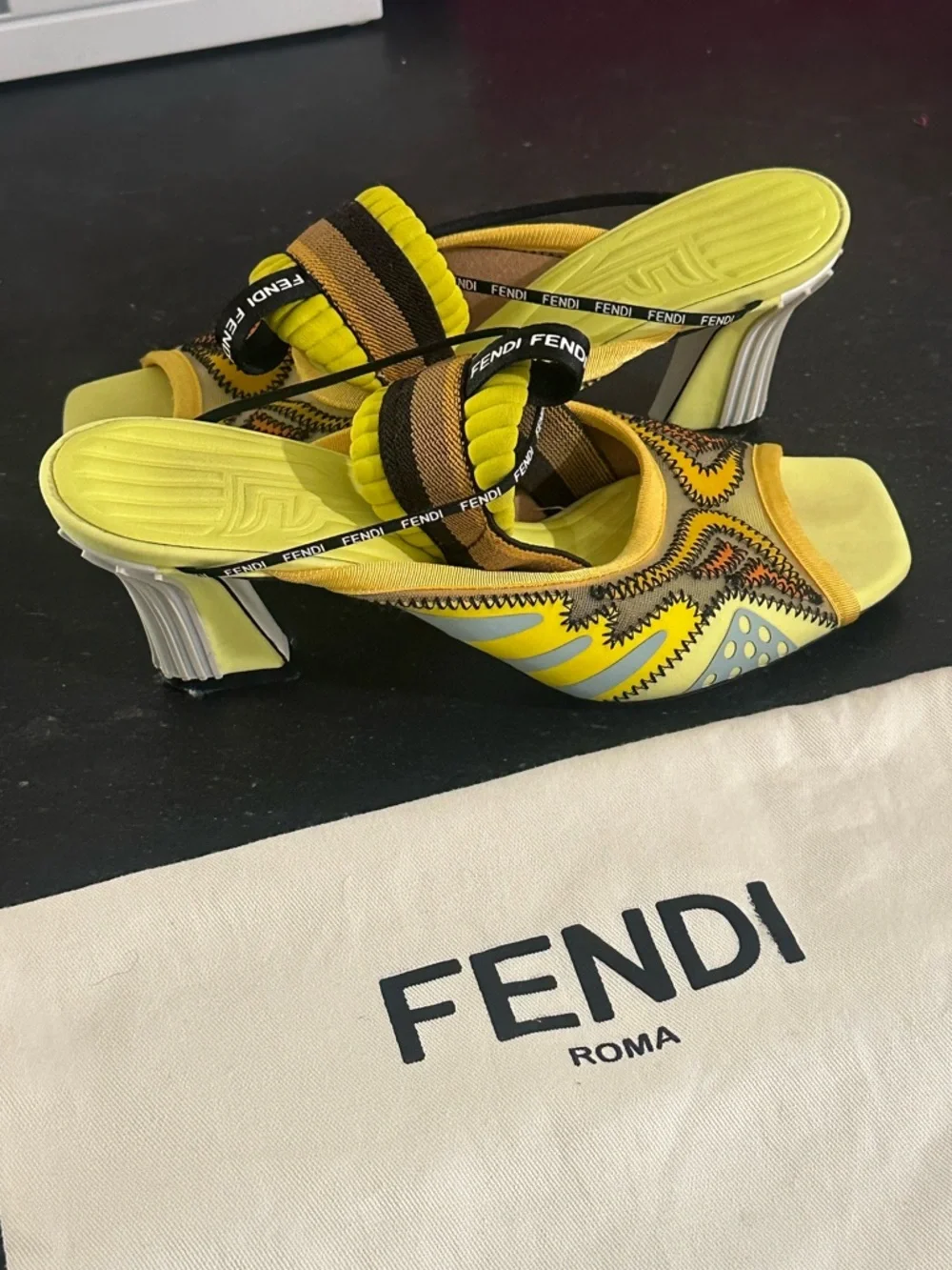 Fendi FFreedom Neoprene Slingback Sandals - Picture 2 of 8